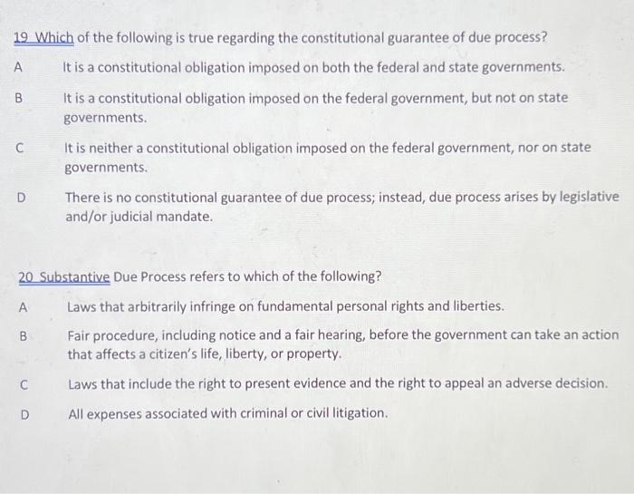 Solved 19 Which of the following is true regarding the | Chegg.com