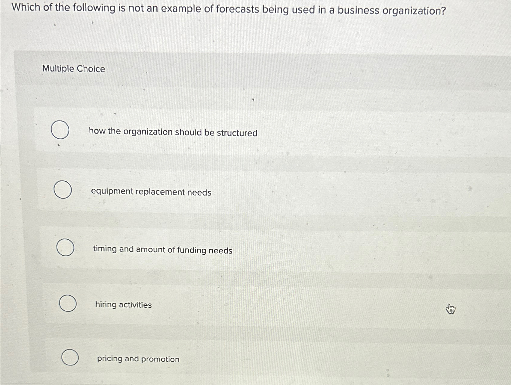 Solved Which of the following is not an example of forecasts | Chegg.com