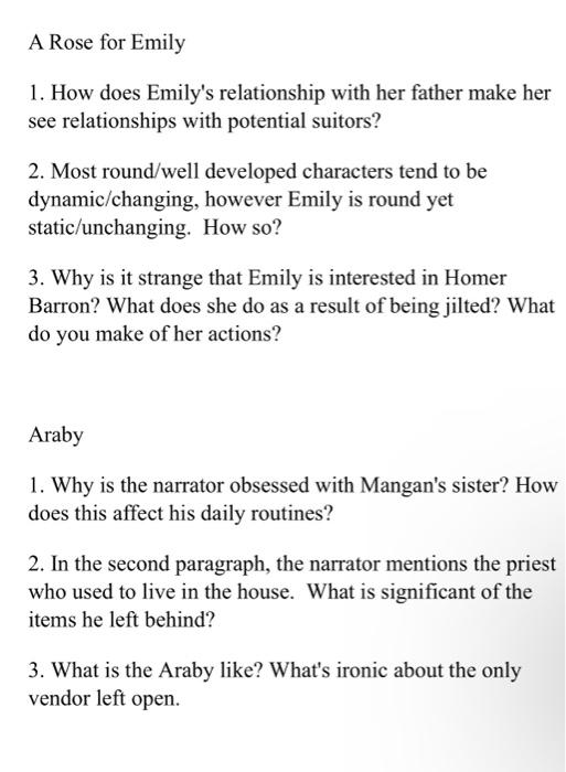 A Rose for Emily 1. How does Emily's relationship