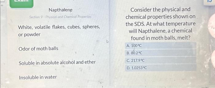 Solved Napthalene Section 9 Physical and Chemical Properties | Chegg.com