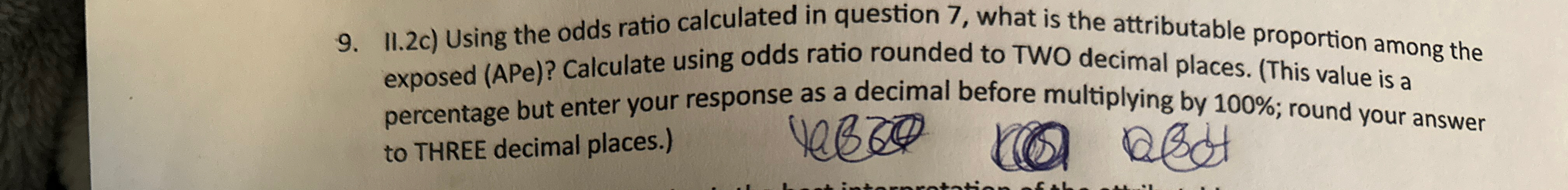 Solved II.2c) ﻿Using the odds ratio calculated in question | Chegg.com