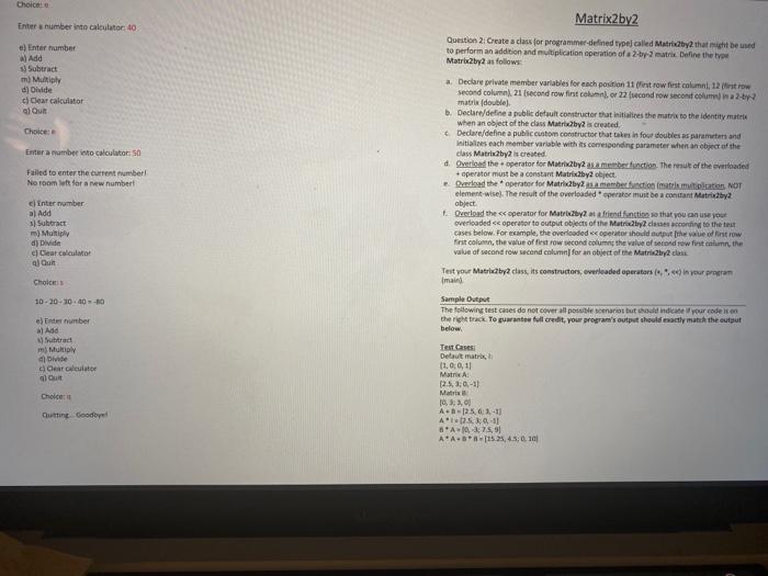 Solved Calculator Question 1. Create a class (or programmer | Chegg.com