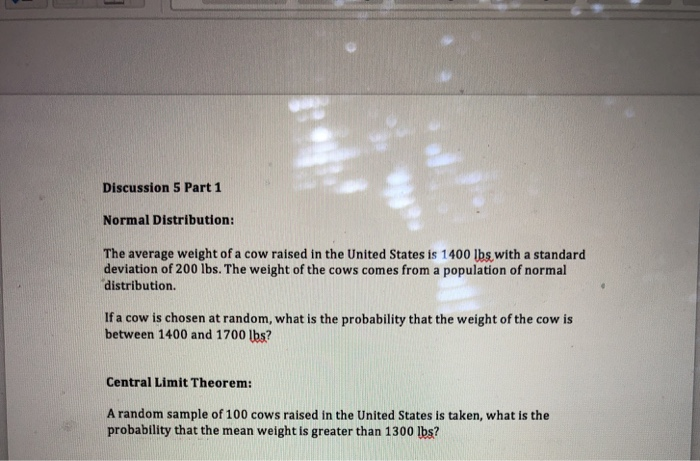 Solved Discussion 5 Part 1 Normal Distribution: The average | Chegg.com