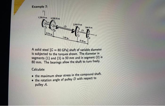 Solved Examole 7: A solid steel [G=80GPa] shaft of variable | Chegg.com