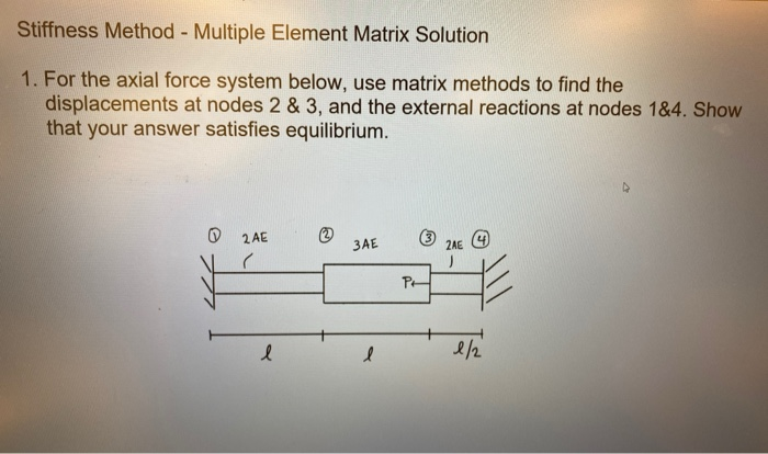 Solved Stiffness Method - Multiple Element Matrix Solution | Chegg.com