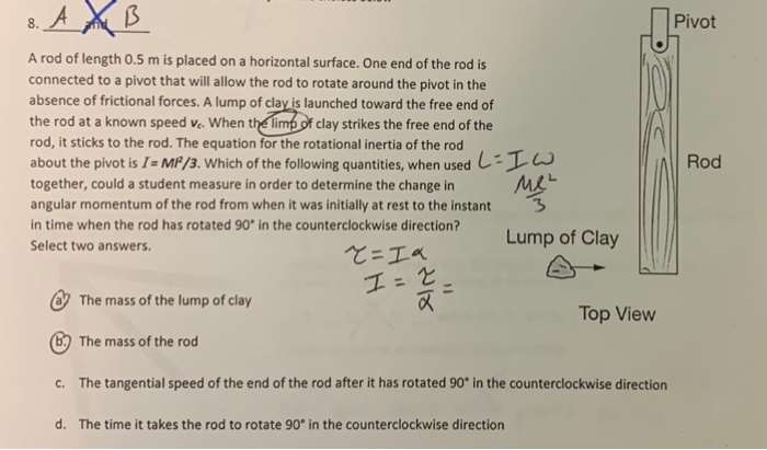 Solved 8. A Pivot A rod of length 0.5 m is placed on a | Chegg.com
