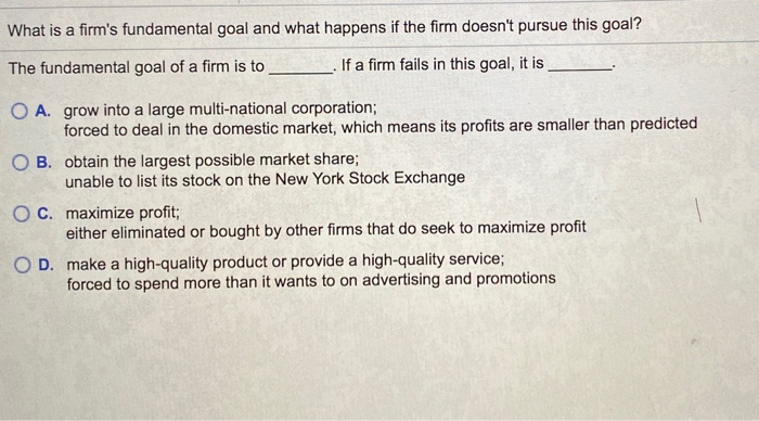 the fundamental goal of a firm or a business is to
