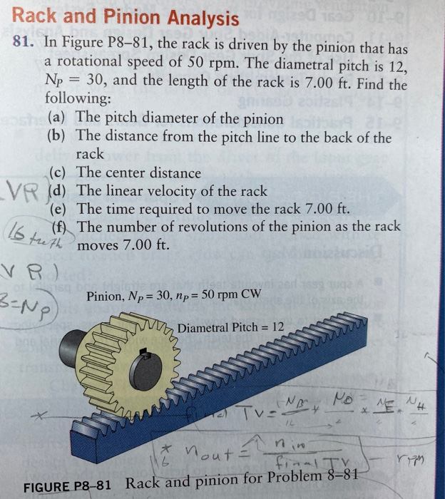 Solved Rack and Pinion Analysis 81. In Figure P881, the