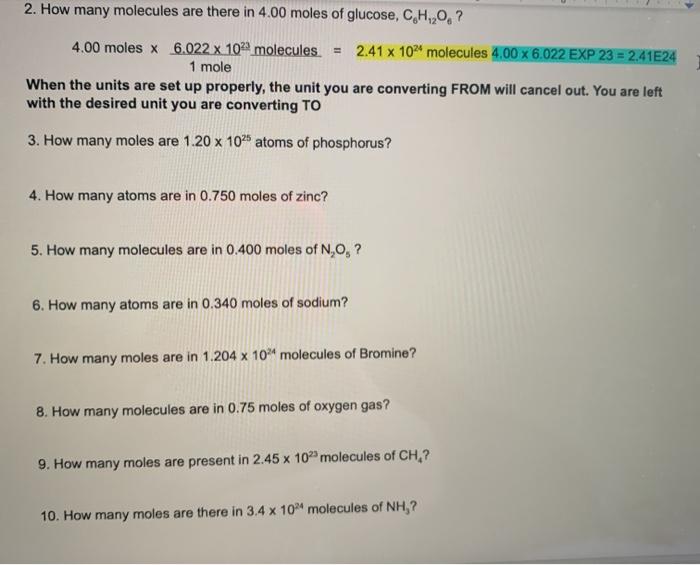 Solved 2 How Many Molecules Are There In 4 00 Moles Of Chegg Com