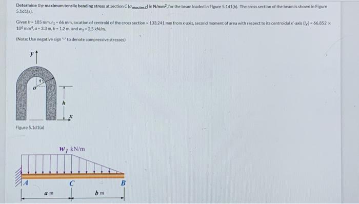 Solved Determine The Maximum Tensile Bending Stress At | Chegg.com