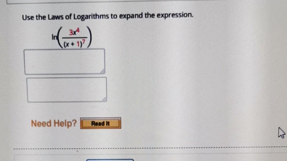 Solved Use The Laws Of Logarithms To Expand The Expression. | Chegg.com