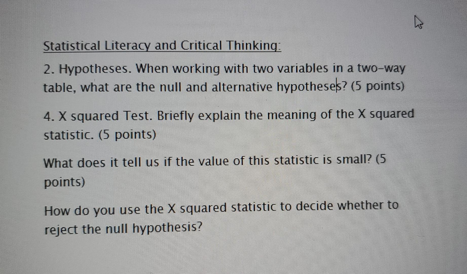 statistical literacy and critical thinking