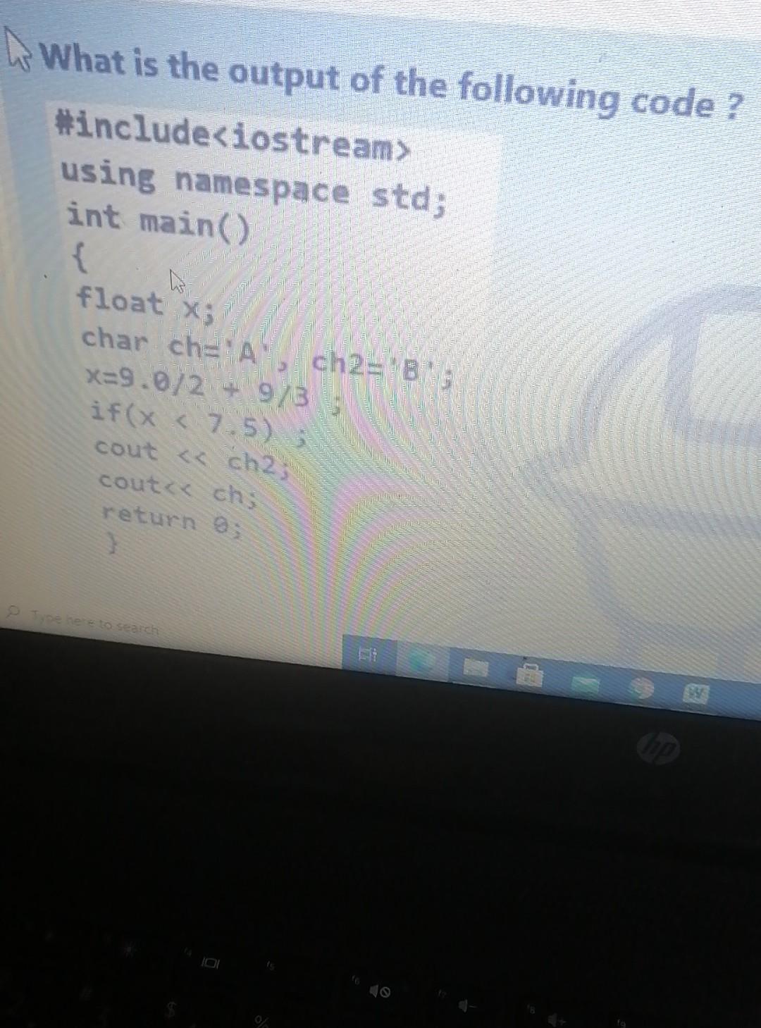 Solved What is the output of the following code ? #include | Chegg.com