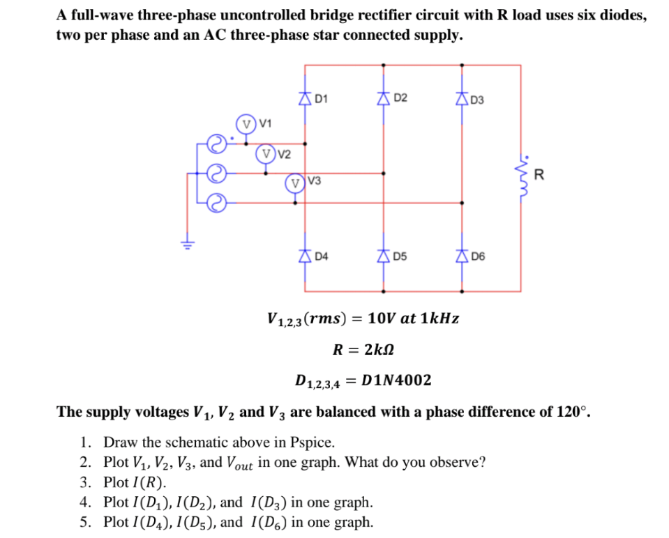 Solved A full-wave three-phase uncontrolled bridge rectifier | Chegg.com