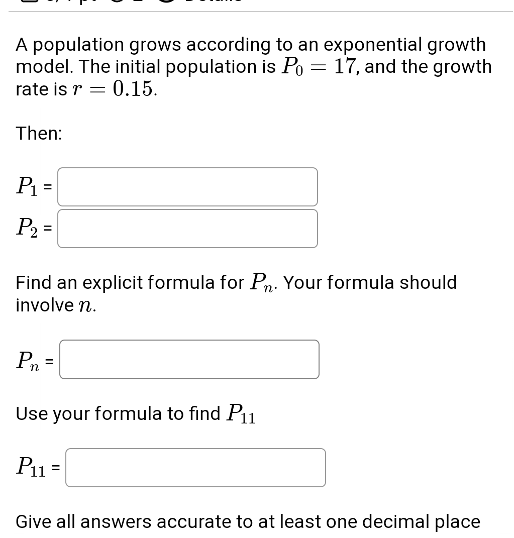Solved A population grows according to an exponential growth | Chegg.com