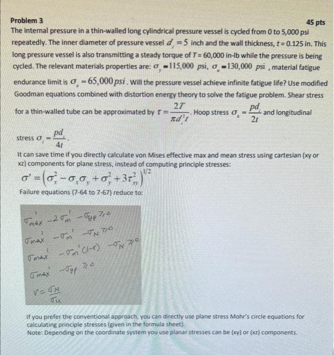 Solved 45 pts Problem 3 The internal pressure in a | Chegg.com