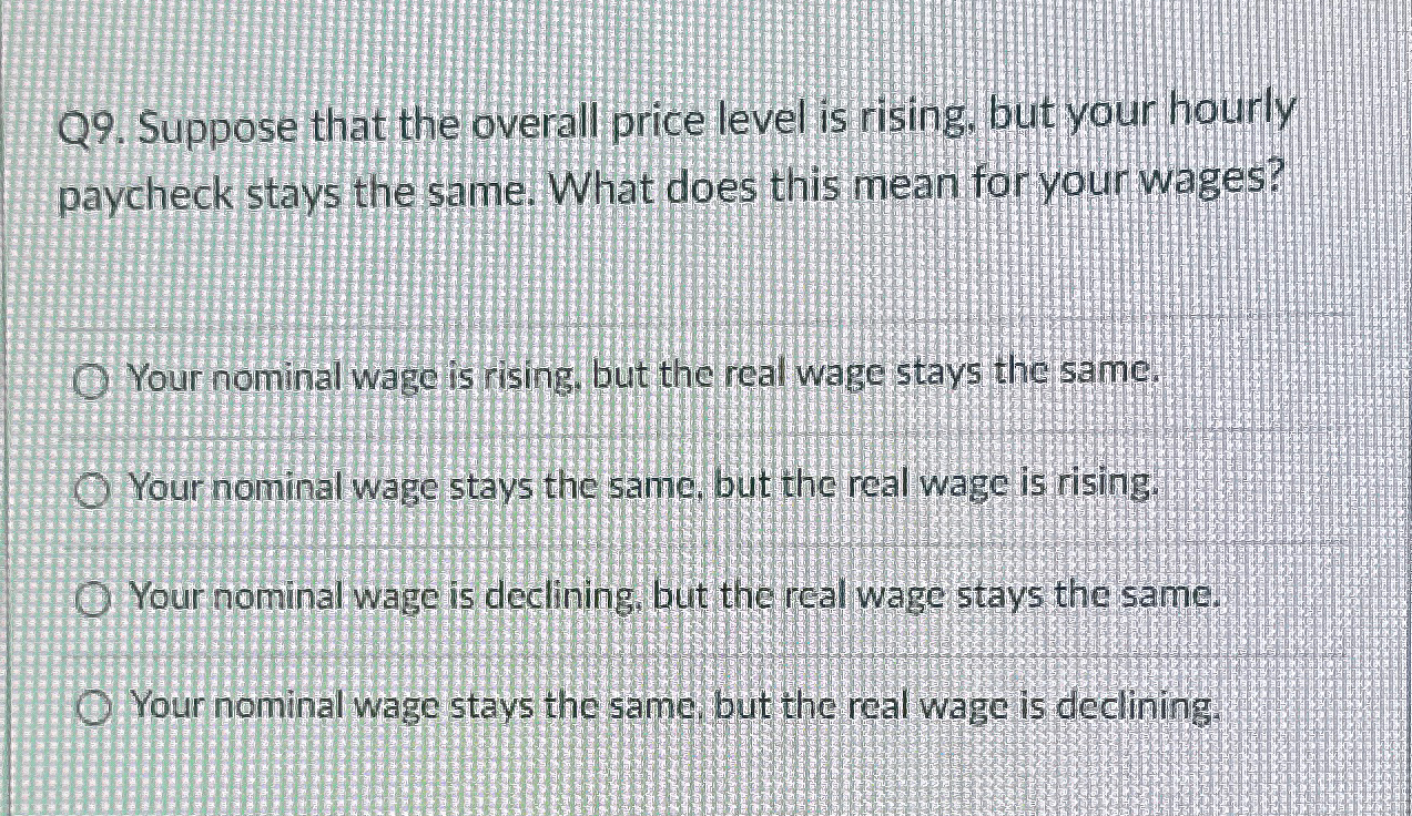 Solved Q9. ﻿Suppose That The Overall Price Level Is Rising, | Chegg.com