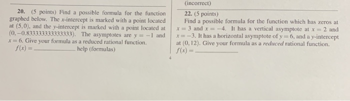 Solved 20. (5 points) Find a possible formula for the | Chegg.com
