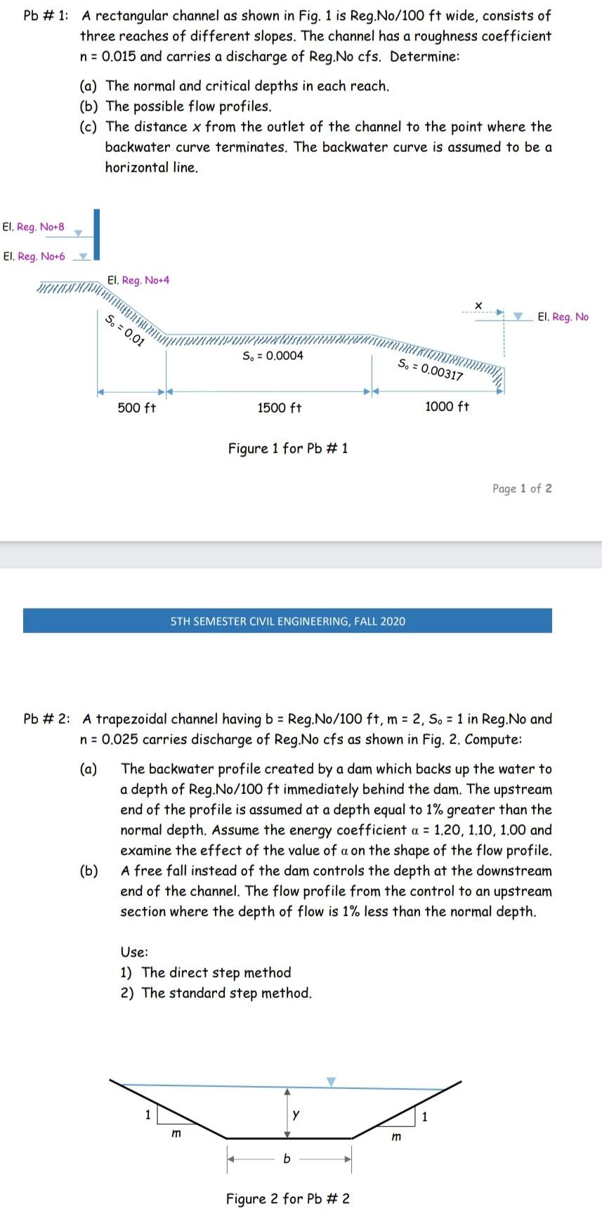 Solved Pb # 1: A rectangular channel as shown in Fig. 1 is | Chegg.com