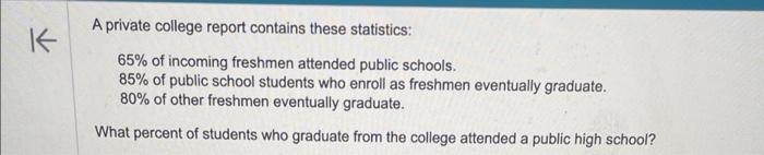 Solved A private college report contains these statistics: | Chegg.com