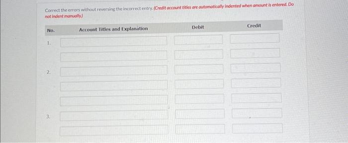 Solved (To record the correct entry) 2. (To reverse the | Chegg.com