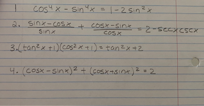 Solved Cos X Sinux 1 2 Sin X 8 9 Cosx Cosx Sink Chegg Com