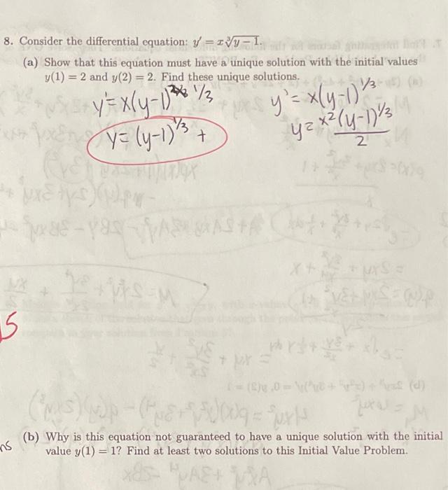 Solved Consider The Differential Equation Y′ X3y−1 A