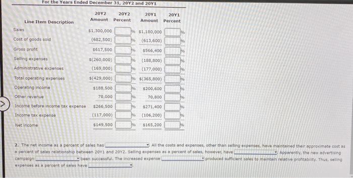 Solved Vertical analysis of income statement For 20Y2, | Chegg.com