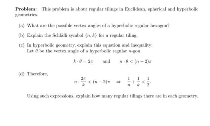 Solved Problem: This problem is about regular tilings in | Chegg.com