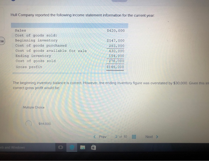 Solved Hull Company reported the following statement