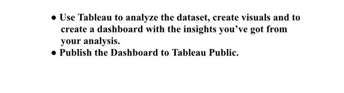 assignment 1 analyze a dataset using tableau