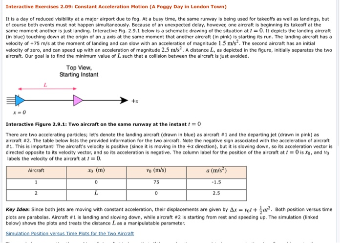 Solved Interactive Exercises 2.09: Constant Acceleration | Chegg.com