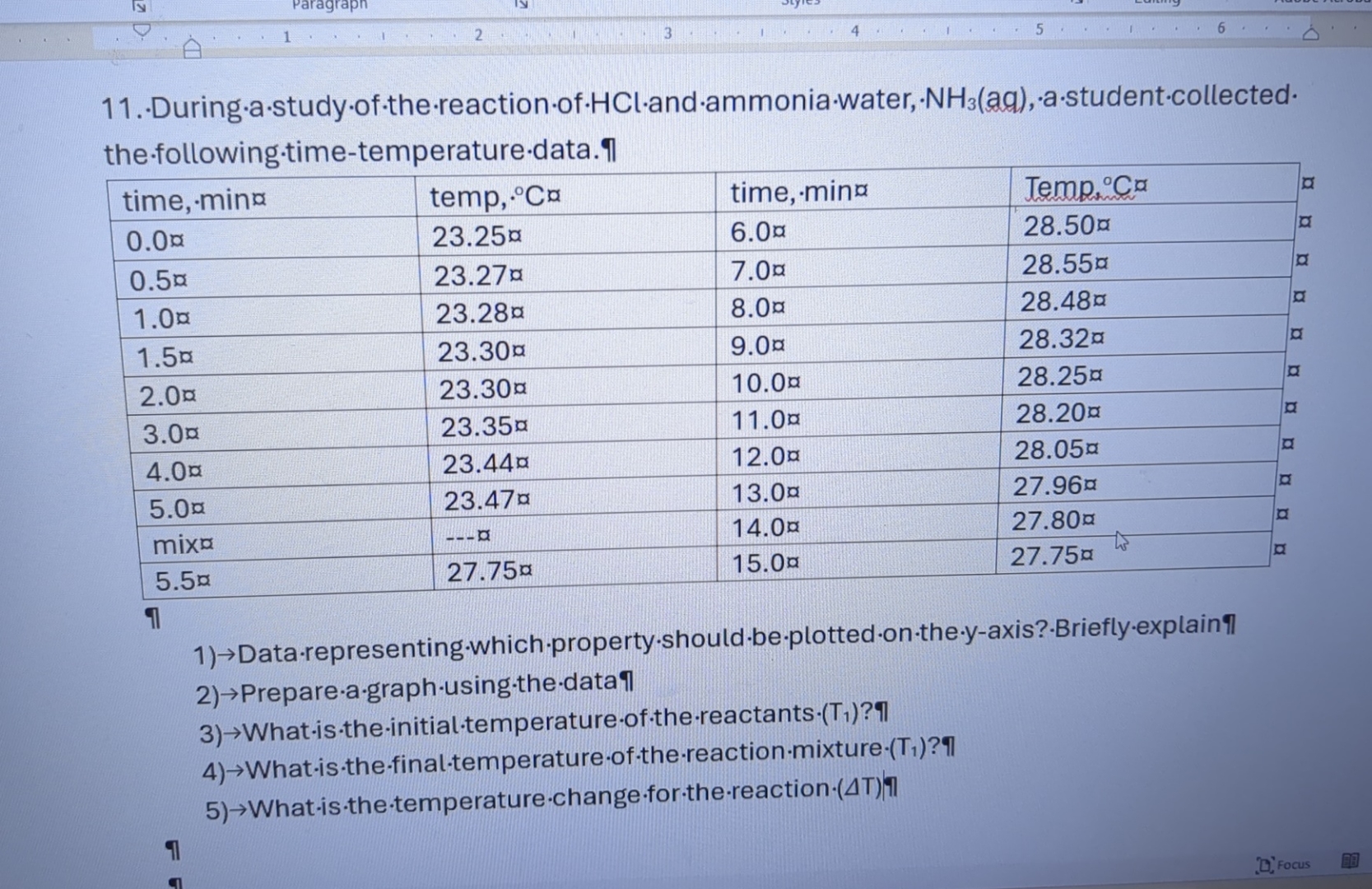 the．following．time－temperature | Chegg.com