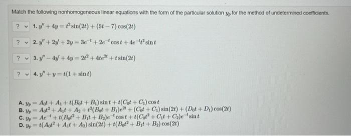 Solved Use the method of undetermined coefficients to find | Chegg.com