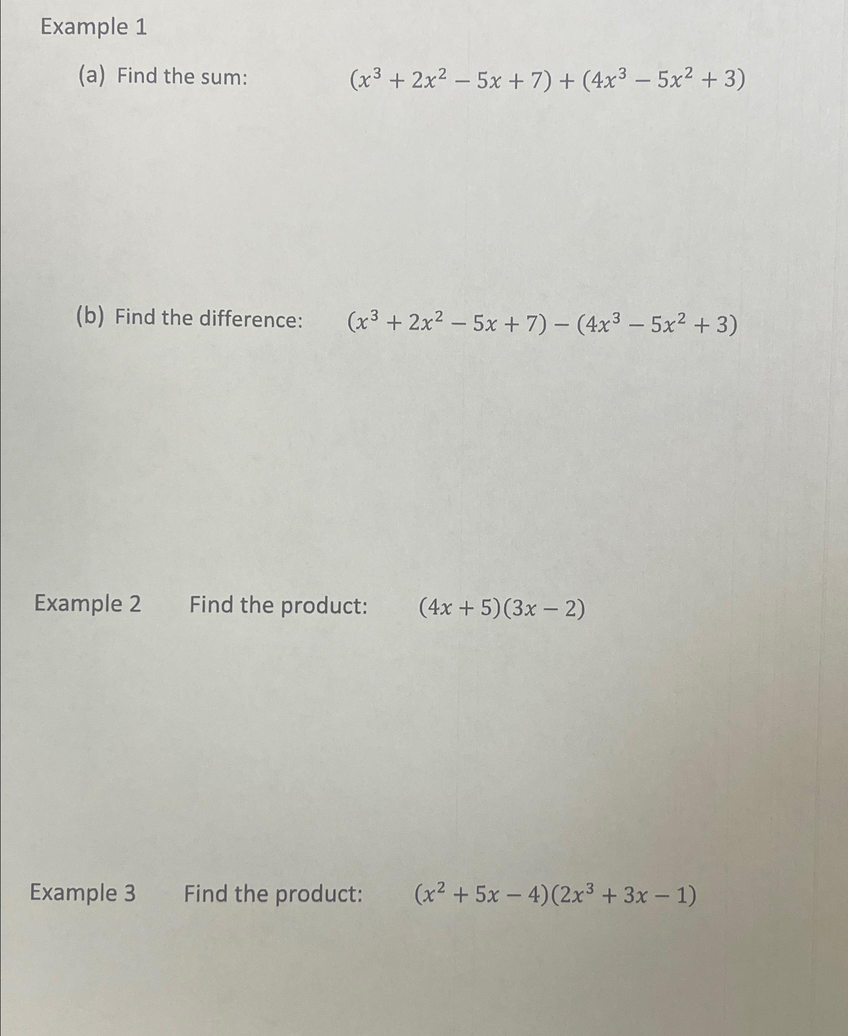 Solved Example 1(a) ﻿Find the | Chegg.com