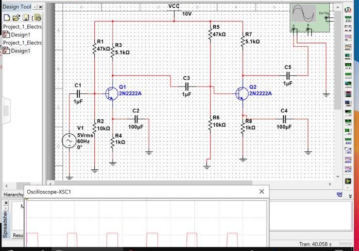 Solved Design Tool - x VCC 10V Ft R5 47kg Project_1_Electro | Chegg.com