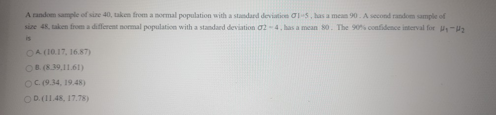 Random Pic Normal Size Solved A random sample of size 40. taken from a normal | Chegg.com