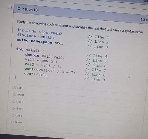 Solved Question 10 15p Study the following code segment and | Chegg.com