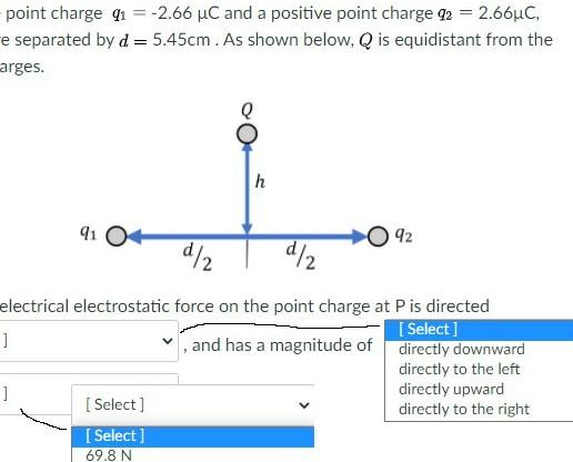 Solved point charge 41 = -2.66 uC and a positive point | Chegg.com