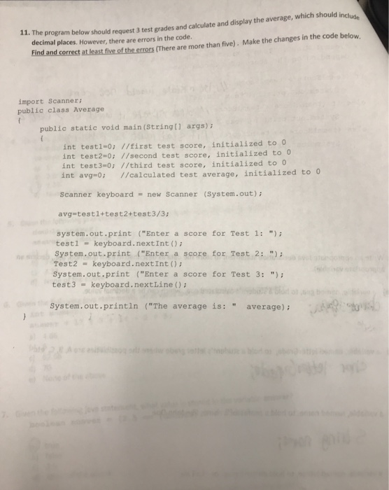 Solved verage, which should include 11. The program below | Chegg.com