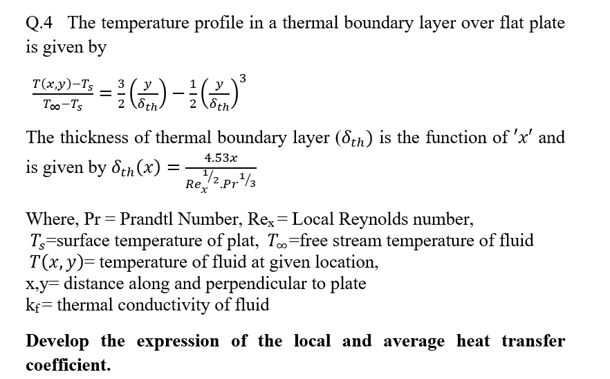 Solved Q. 4 ﻿The temperature profile in ﻿a thermal boundary | Chegg.com