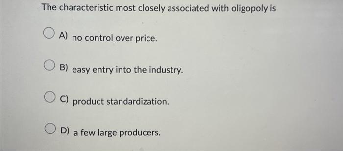 Solved The characteristic most closely associated with | Chegg.com