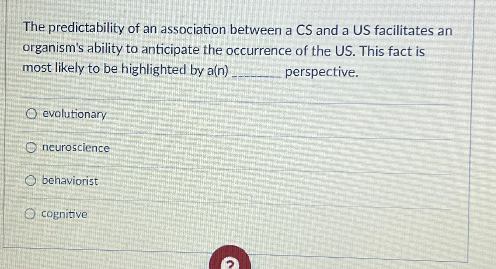 Solved The predictability of an association between a CS and | Chegg.com