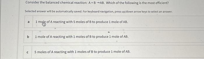 Solved Consider The Balanced Chemical Reaction: A + B →AB. | Chegg.com