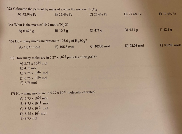 13 Calculate The Percent Mass Of Iron In The Iron Chegg 