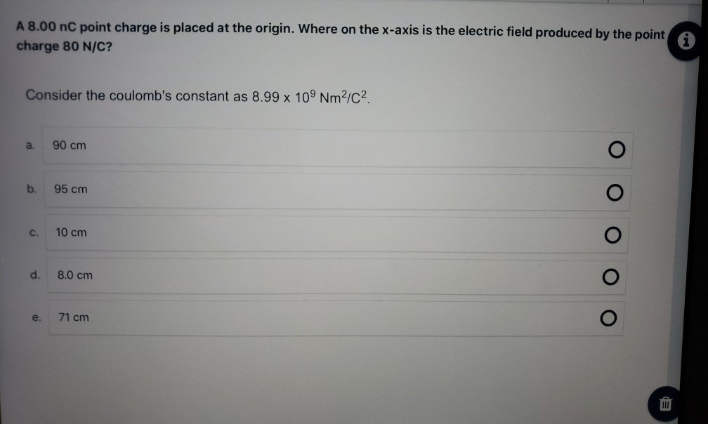 Solved A 8.00 nC point charge is placed at the origin. Where | Chegg.com