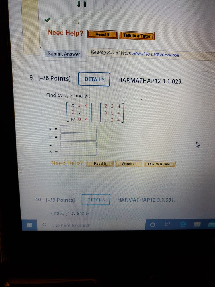 Solved Need Help? Read It Talk to a Tutor Submit Answer | Chegg.com