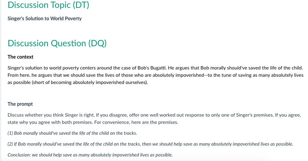 Solved Discussion Question (DQ)The contextSinger's solution | Chegg.com