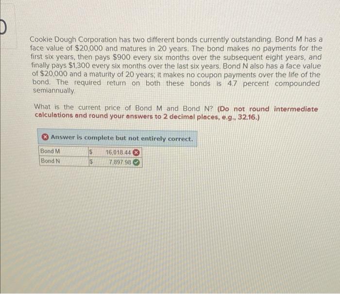 Solved Cookie Dough Corporation has two different bonds