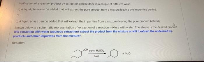 Solved Purification of a reaction product by extraction can 